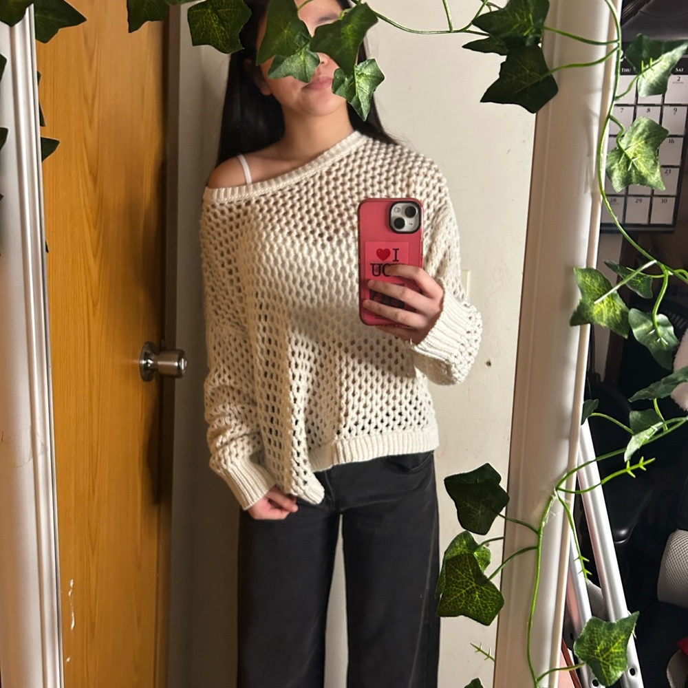 Cozy Off-Shoulder Knit Sweater - Cream